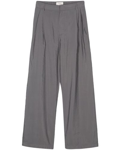 Tela Crinkled Straight-Leg Trousers - Grey