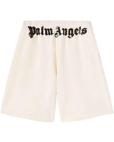 Palm Angels Logo-Print Cotton Track Shorts - White