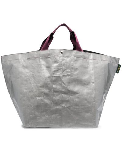 Herve Chapelier Crinkled Oversized Tote Bag - Gray