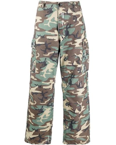 ERL Camouflage Straight-leg Cargo Pants - Blue