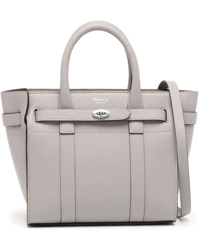 Mulberry Mini Zipped Bayswater Leaher Bag - Grey