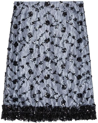 Ganni Sequinned Tulle Skirt - Grey