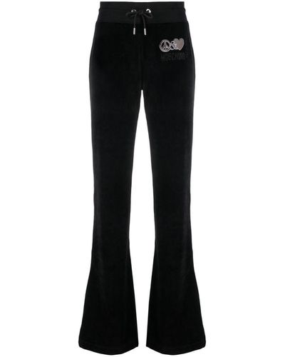 Moschino Jeans Logo-Embroidered Flared Track Trousers - Black