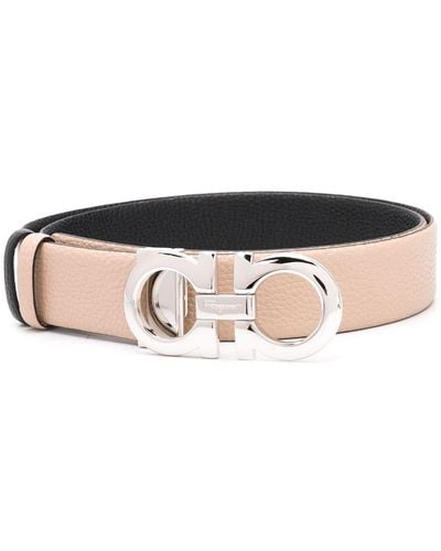 Ferragamo Gancini Reversible Leather Belt - Natural