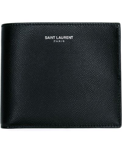 Saint Laurent Paris Logo-Print Leather Wallet - Black