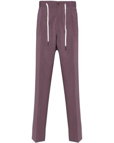 Tagliatore Pressed-Crease Button-Fastening Tapered Trousers - Purple