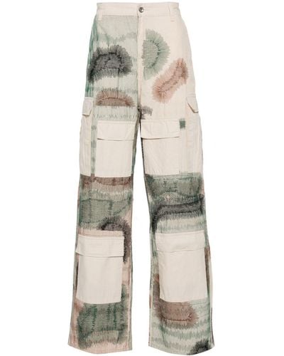 Who Decides War Camouflage Embroidered Cargo Trousers - Natural