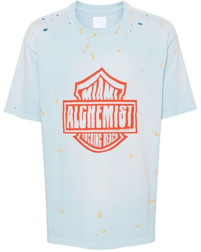 Alchemist Logo-Print Distressed T-Shirt - Grey