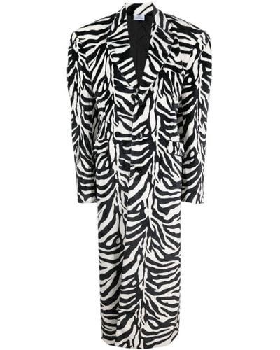 Vetements Single-breasted Zebra-pattern Coat - Black
