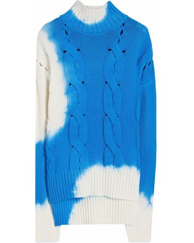 Off-White c/o Virgil Abloh Blue And White Tie-dye Arrows Patterned Sweater