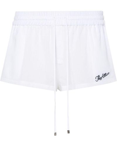The Attico Logo-Embroidered Cotton Shorts - White