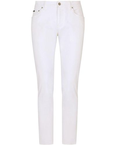 Dolce & Gabbana Logo-Plaque Slim-Cut Jeans - White