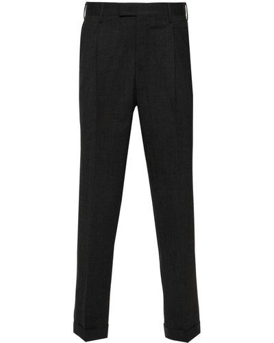 PT Torino Pleated Slim-Cut Trousers - Black