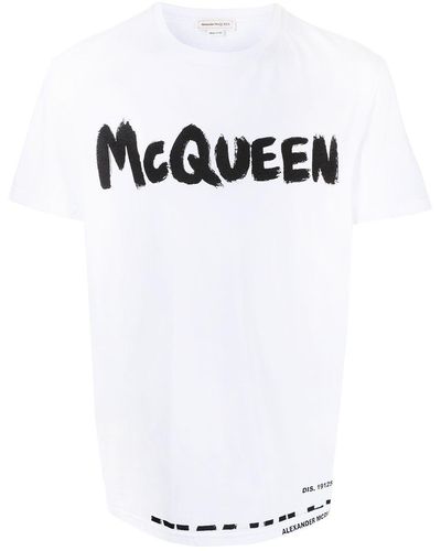 Alexander McQueen Graffiti Logo Cotton T-shirt - White