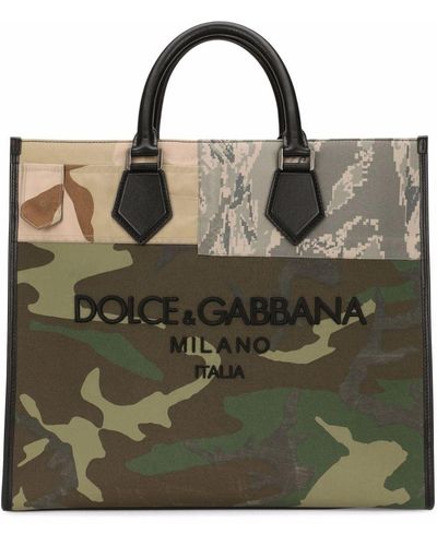 Dolce & Gabbana Logo-embroidered Camouflage Tote Bag - Green