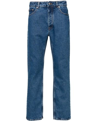 Palm Angels Monogram-Embroidered Straight-Leg Jeans - Blue