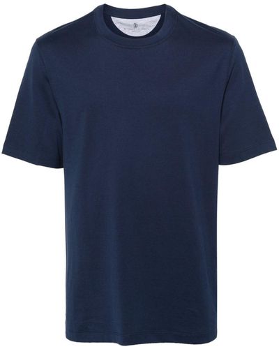 Brunello Cucinelli Tonal-Stitching Cotton T-Shirt - Blue