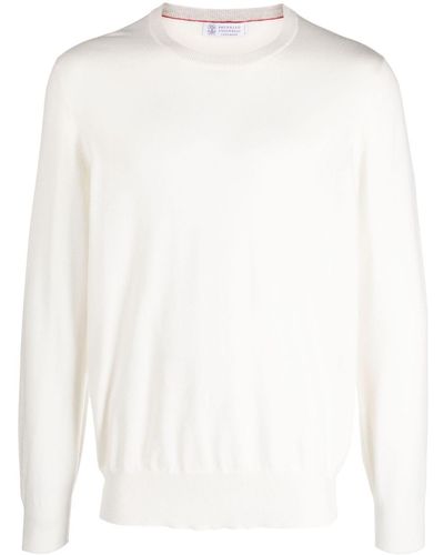 Brunello Cucinelli Fine-Knit Cashmere Jumper - White