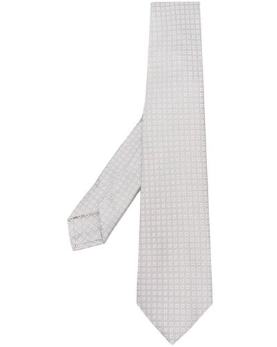 Barba Napoli Embroidered Silk Tie - White