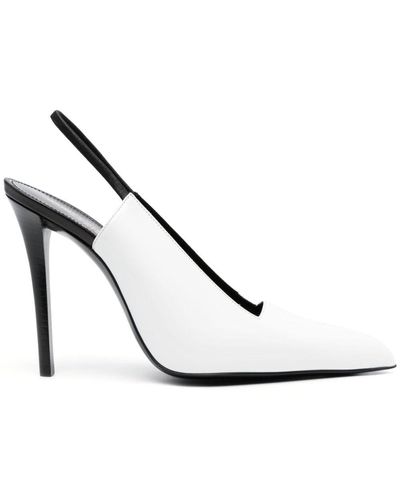 Saint Laurent Raven 110Mm Slingback Court Shoes - White