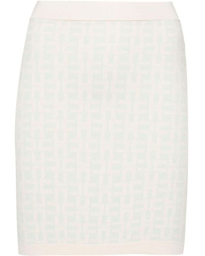 Elisabetta Franchi Monogram-Jacquard Ribbed Skirt - White