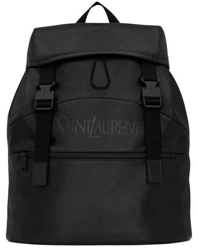 Saint Laurent Logo-Print Leather Backpack - Black