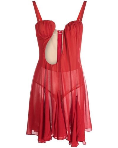 Nensi Dojaka Cut-Out Tulle Minidress - Red