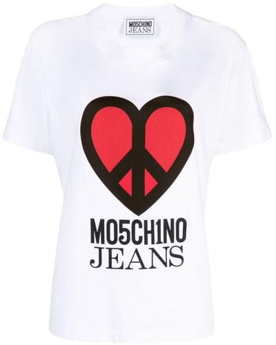 Moschino Jeans Logo-Print Cotton T-Shirt - White