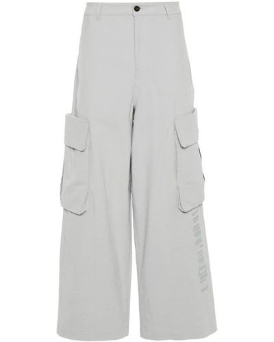 Honor The Gift Logo-Embroidered Wide-Leg Cargo Trousers - Grey