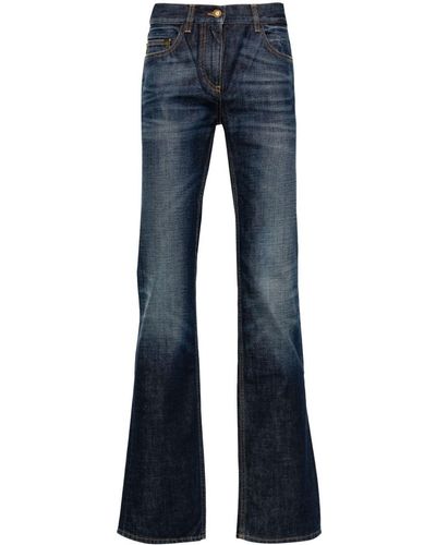 Palm Angels Logo-embroidered Straight-leg Jeans - Blue