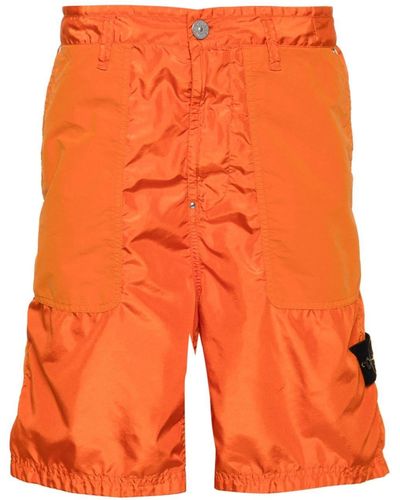 Stone Island Compass-Motif Shorts - Orange