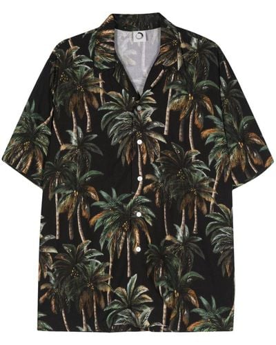 Endless Joy Palem Palm-Tree-Print Shirt - Black