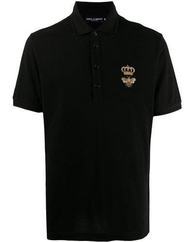 Dolce & Gabbana Embroidered Piqué Polo Shirt - Black