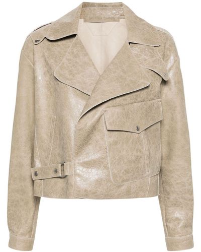 Salvatore Santoro Cracked-Effect Leather Jacket - Natural