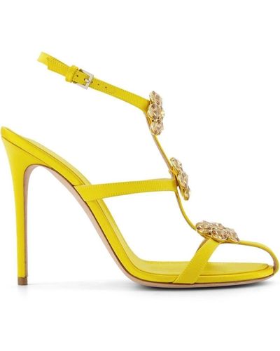 Giambattista Valli 110mm Floral-appliqué Sandals - Yellow