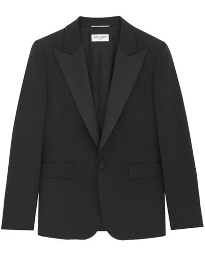 Saint Laurent Virgin Wool Tuxedo Jacket - Black