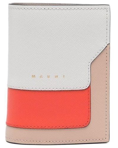 Marni Embossed-Logo Bi-Fold Wallet - White