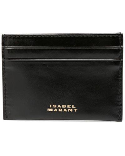 Isabel Marant Logo-Stamp Leather Cardholder - Black
