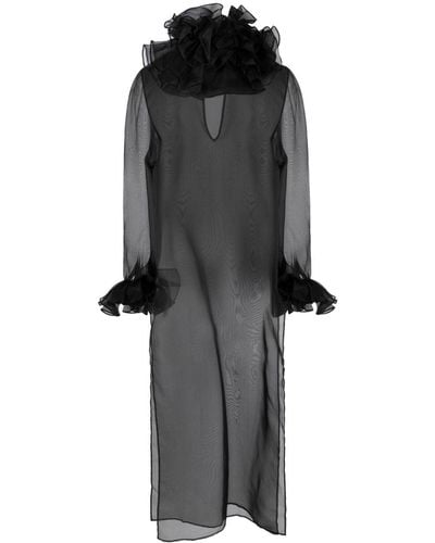 Bode Boo Ruffled Silk-Chiffon Dress - Black