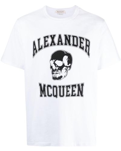 Alexander McQueen Logo-Print Cotton T-Shirt - Blue
