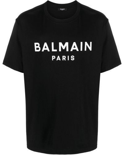 Balmain Logo-Print Cotton T-Shirt - Black
