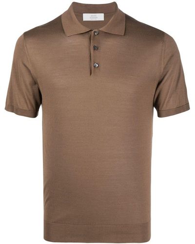Mauro Ottaviani Short-Sleeve Silk Polo Shirt - Brown
