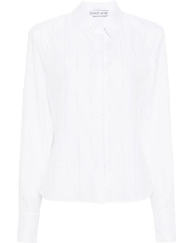 ROWEN ROSE Crystal-Embellished Cotton Shirt - White