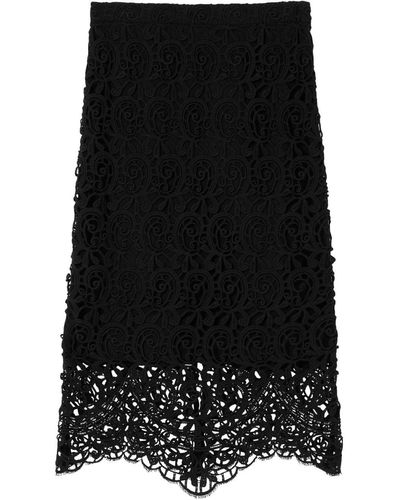 Burberry Macramé-lace Pencil Skirt - Black
