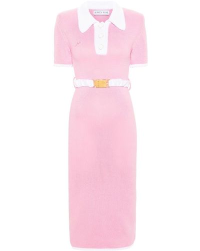 ROWEN ROSE Fisherman'S-Knit Cotton Maxi Dress - Pink