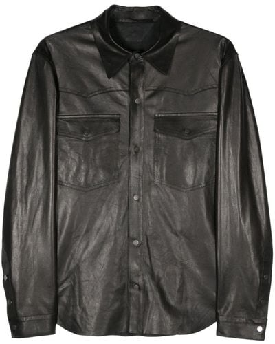 Salvatore Santoro Logo-Plaque Leather Jacket - Black
