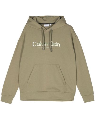 Calvin Klein Logo-Print Hoodie - Green