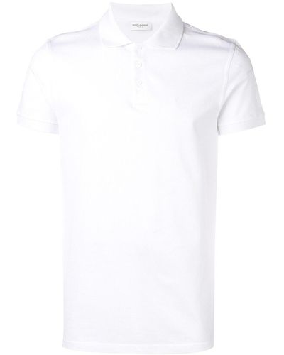 Saint Laurent Logo-Embroidered Short-Sleeved Polo Shirt - White
