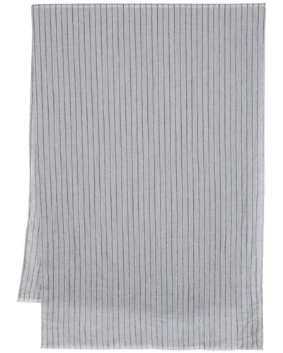 Brunello Cucinelli Striped Lurex Scarf - Grey