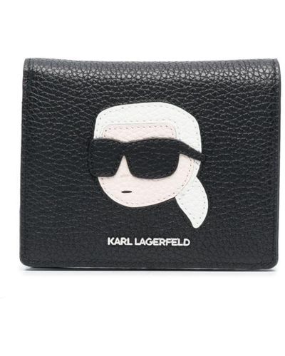 Karl Lagerfeld Ikonic Karl-motif Leather Wallet - Black